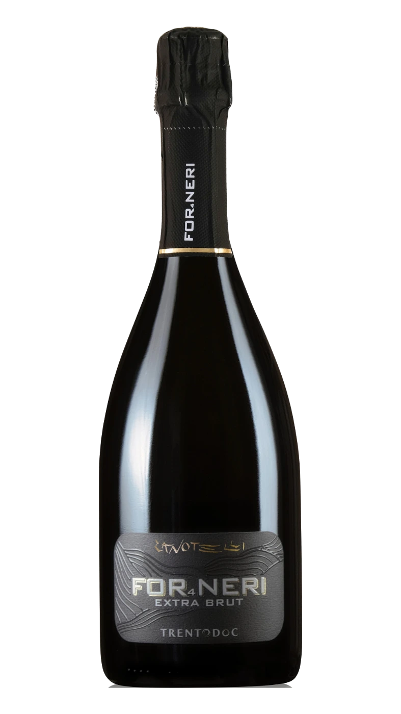 Bottiglia di For₄neri Extra Brut Trento D.O.C. dell’azienda Zanotelli